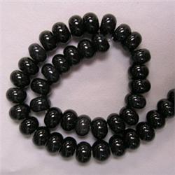 14x10 MM BLACK STONE RONDELLE STRAND - 16 INCHES