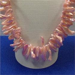 25x5 MM APPROX PINK MOTHER OF PEARL BRANCHES STRAND - 16 INCHES