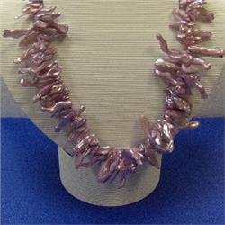 30X5 mm APPROX LILAC MOTHER OF PEARL BRANCHES STRAND - 16 INCHES