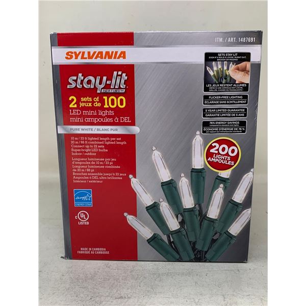 Sylvania Stay Lit 2 Sets of 100 Lights- Pure White