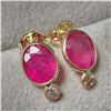 Image 2 : 10K Yellow Gold Ruby(3.5ct) Diamond(0.2ct) Earrings (~weight 1.18g), Appraised Retail $1710