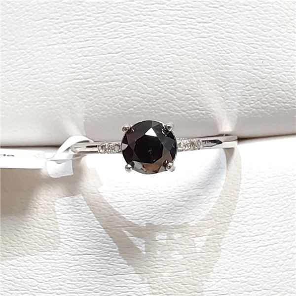 14K White Gold Black Diamond(1.4ct) 4 Diamonds (.05Ct, S12-I1, G-H) Ring (~Size 7) Made in Canada, A