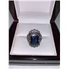 Image 1 : Blue Topaz 2.6 Carat Emerald Cut Solitaire filagree design dress ring size 7
