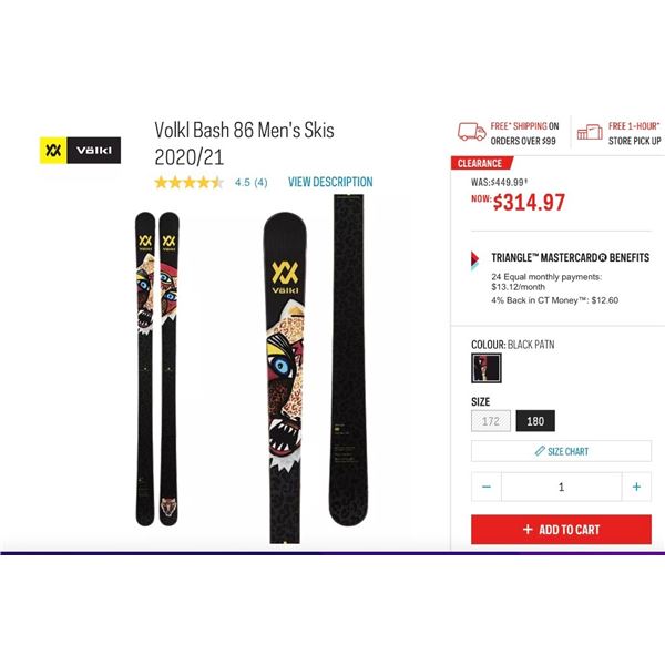 Volkl Bash 86 Skis 192cm - NEW sealed