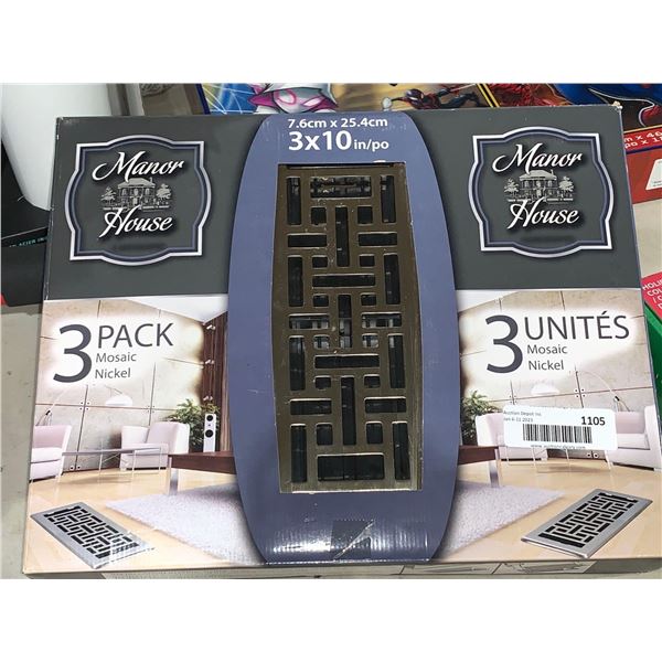 Manot House 3 Pack Mosaic Nickle finish  Vent Cover