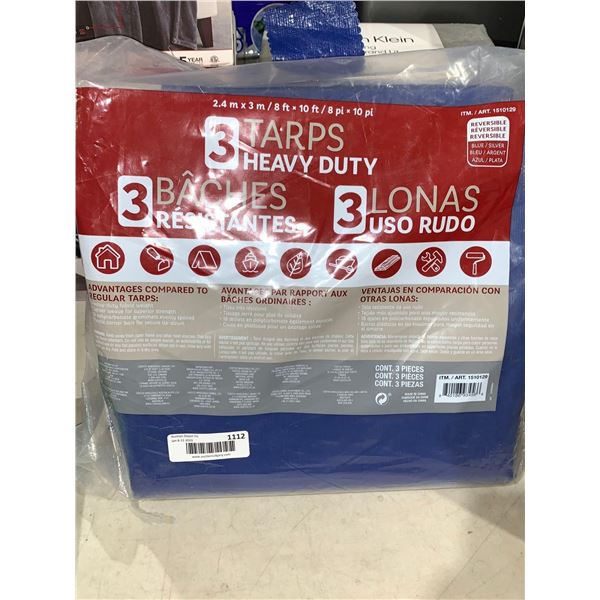 3 Heavy Duty Tarps 8' x 10'