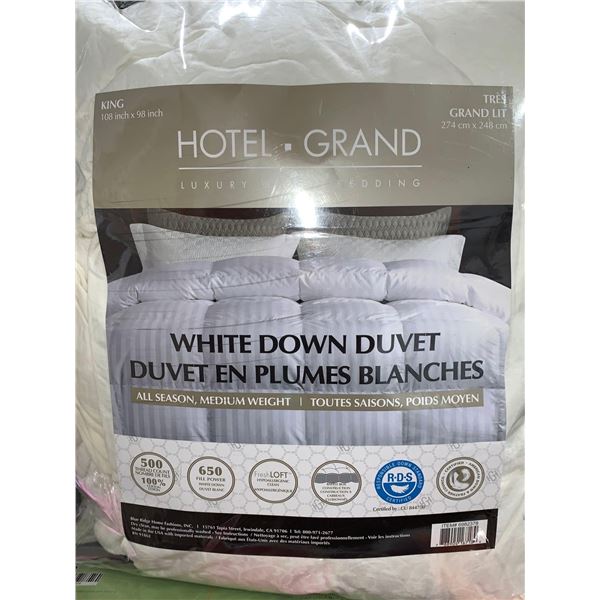 Hotel Grand White Down Duvet King Size all season medium weight