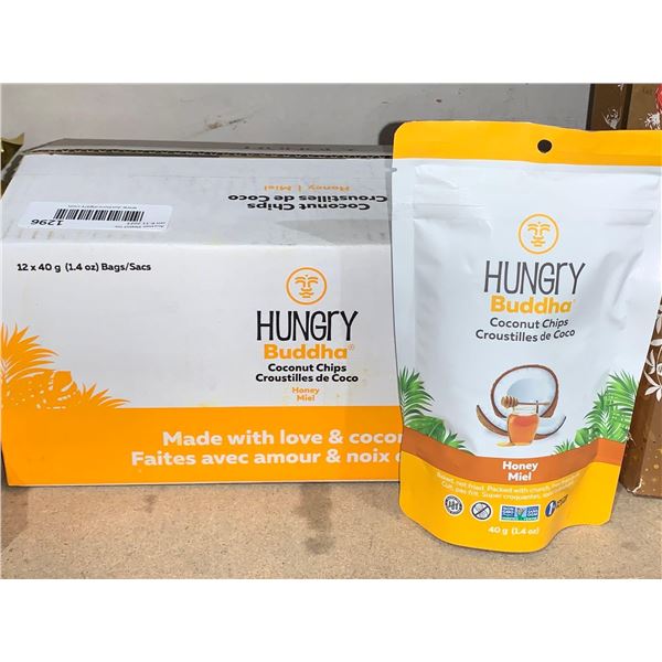 Hungry Budda Coconut Chips Honey flavor 12 x 40g bags