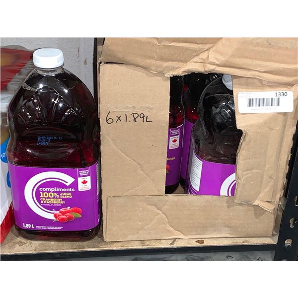 Compliments 100% Cranberry & Raspberry Juice Blend 6 x 1.89L