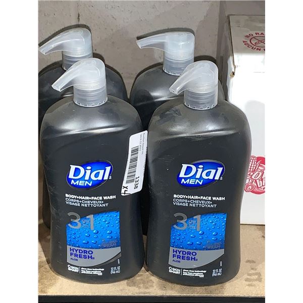 Dial Men 3 in 1 Hydro fresh Body / hair / Face Wash lot of 4