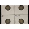 Image 1 : 1909, 10, 11 & 1912-D SILVER BARBER DIMES