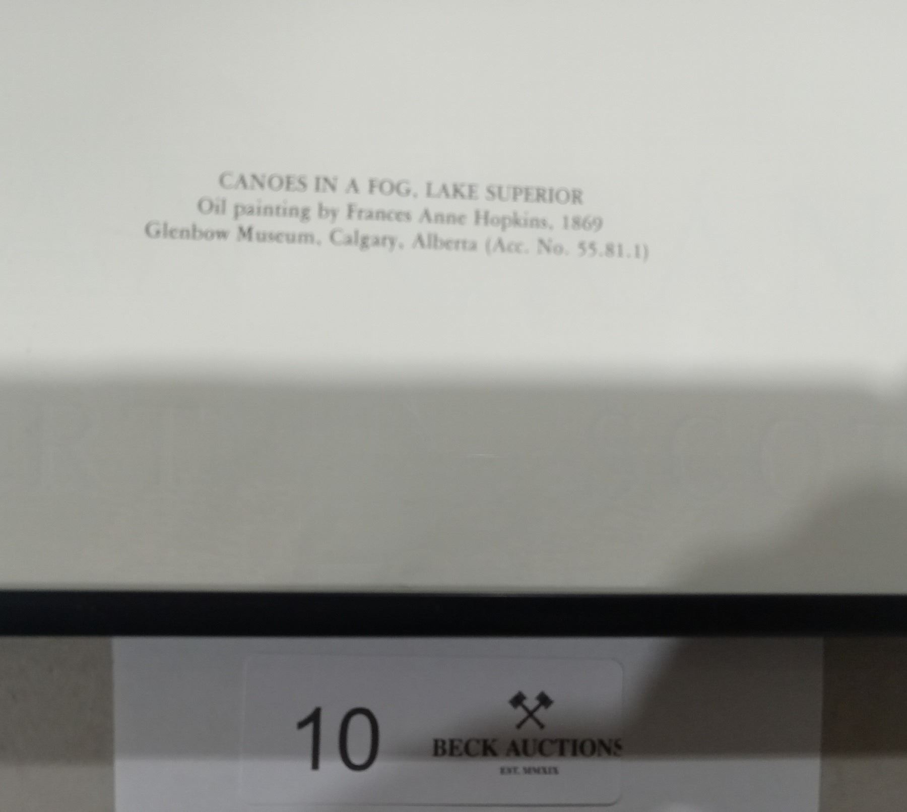"Canoes in a Fog. Lake Superior" Francis Anne Hopkins 1869 Beck