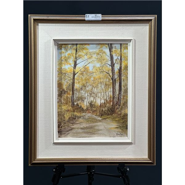 Golden Tree Leaves - (Oil Acrylic)  - Framed Painting