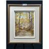 Image 1 : Golden Tree Leaves - (Oil Acrylic)  - Framed Painting
