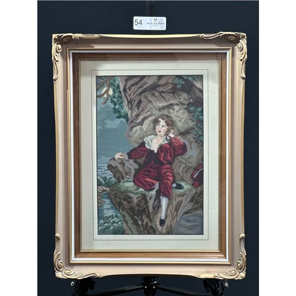 Seated Boy Turod Era - Quilted Framed Art