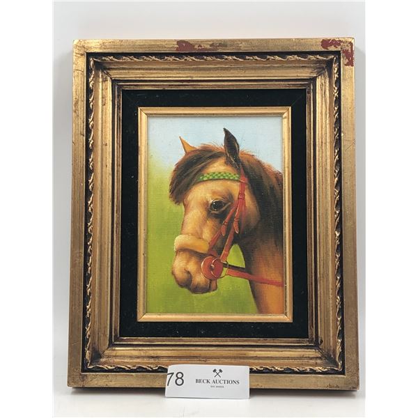 Framed Acrylic Painting Of Horse On Canvas