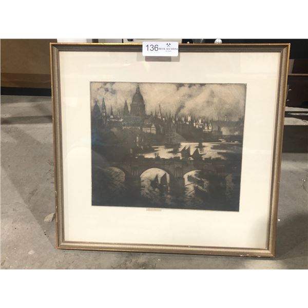 Beautiful Framed Charcoal Art (Town View)