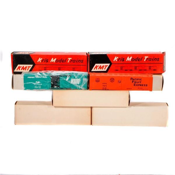 KMT (Kris Model Trains) 7 Box and Refrigerator Cars w/boxes.