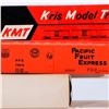 Image 2 : KMT (Kris Model Trains) 7 Box and Refrigerator Cars w/boxes.