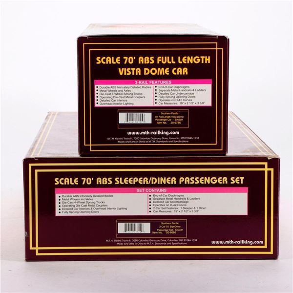 MTH 20-6686&20-6786 SP Scale 70' Sleeper/Diner Set&Vista Dome