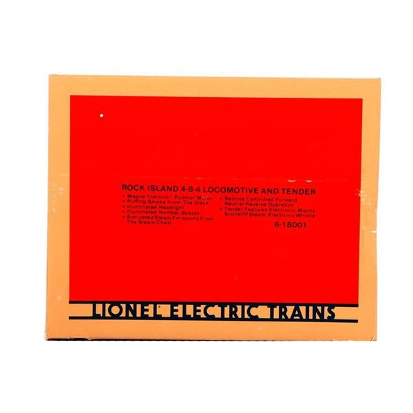 Lionel 6-18001 Rock Island 4-8-4 Locomotive and Tender in original box.