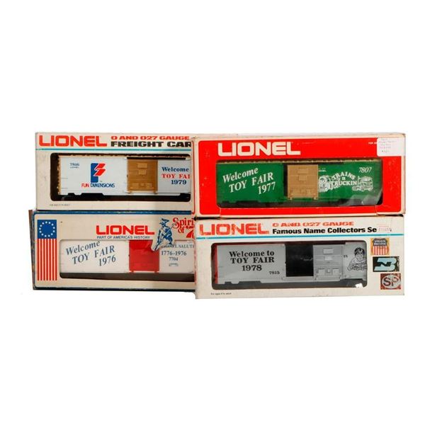 Lionel 1976, 1977, 1978, 1979 Toy Fair Box Cars in boxes