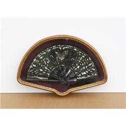 Black Framed Fan, Silk, Velvet, and Sequins