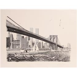 Delbart Duchein, Brooklyn Bridge, Lithograph