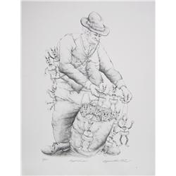 Seymour Rosenthal, Puppet Vendor, Lithograph