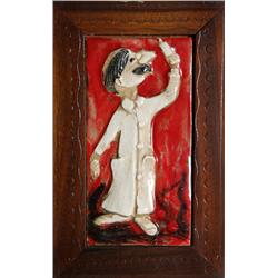 Doctor, Lot of Two Framed Glazed Ceramics
