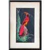 Image 1 : Red Bird, Collage Painting with Feathers