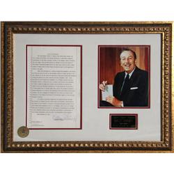 Walt Disney, Autographed Document with Photograph