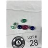 Image 2 : Natural Gemstones 7.58 ct. Various Sizes & Cuts, Lapis Lazuli Cabochons, Emerald,Ruby