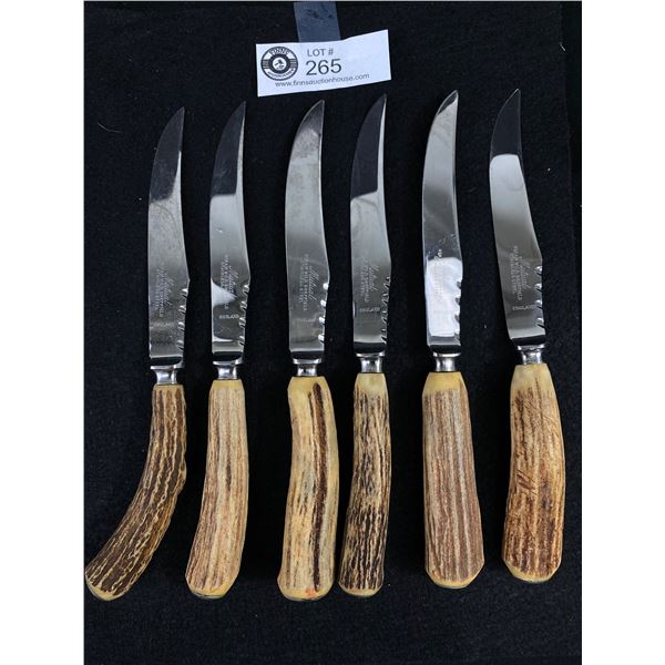 Vintage 6 Pcs Set, Faux Stag Mutural Hiram Wild Sheffield England Knives