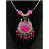 Image 2 : Vintage Silver w/Lace Agate Stones,Pendant-Necklace