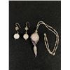 Image 1 : Vintage .925 Sterling Silver Chain w/Quartz Stone Pendant & Earrings Set
