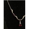 Image 3 : Vintage Siver Tone w/Red Glass Stones, Lavaliere Necklace