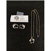 Image 1 : Vintage Sterling Silver 2 Dolphines Pendant w/Chain Necklace & Pair Matching Earrings