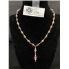 Image 1 : Pretty Dainty Gold Wire, w/Faceted Pink&White Crystal Glass Stone Beads Necklace