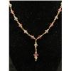 Image 2 : Pretty Dainty Gold Wire, w/Faceted Pink&White Crystal Glass Stone Beads Necklace
