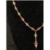 Image 3 : Pretty Dainty Gold Wire, w/Faceted Pink&White Crystal Glass Stone Beads Necklace