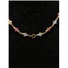 Image 4 : Pretty Dainty Gold Wire, w/Faceted Pink&White Crystal Glass Stone Beads Necklace
