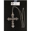 Image 1 : Large Silver Tone Filigree w/Black Glass Stones Cross Pendant w/Chain