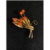 Image 2 : Lovely Gold Guilded w/Cornelian Stones Beads Filigree Design Brooch