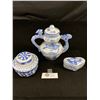 Image 1 : 3 Pcs. Chinese Porcelain Pot w/Lid,Ginger Jar w/Lid & Trinket Box w/Lid