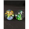Image 2 : 3 Vintage Glass Decorative Paper Weights on a Tray