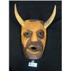 Image 1 : Hand Carved Wooden Mask with Bone Horns