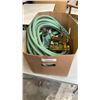 Image 1 : BOX OF GARDEN HOSE, NOZZLES AND SPRINKLER
