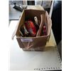 Image 1 : BOX OF TOOLS, HATCHET, COMPRESSION TESTER AND MORE