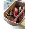 Image 2 : BOX OF TOOLS, HATCHET, COMPRESSION TESTER AND MORE